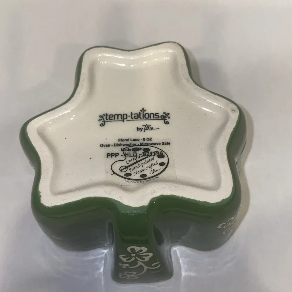 Temp-tations By Tara Ceramic Floral Lace Shamrock 9 Quart Ramekin